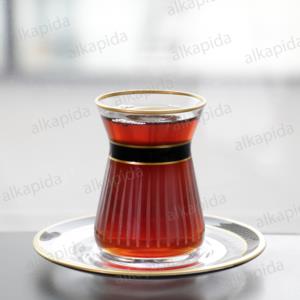 Paşabahçe 6 Kişilik Çay Bardağı Seti İrem Dekorlu Siyah