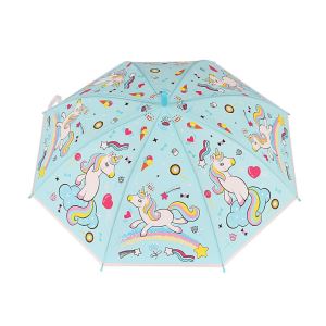 Düdüklü Çocuk Şemsiyesi Yeni Mavi Unicorn Desenli