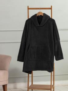 Mulberry Wellsoft Tek Kişilik Kapşonlu Giyilebilir Tv Battaniyesi - Siyah