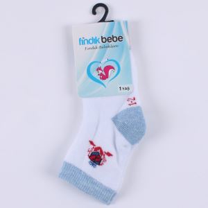 Erkek Bebek Beyaz Armalı Desenli Havlu Soket Çorap 1 Yaş