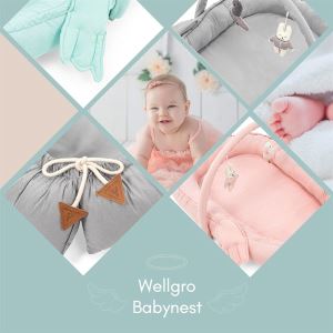 Wellgro Melek Kanatlı Anne Yanı Bebek Yatağı Babynest-Mint ,İlk Yatağım, Oyuncak Barlı Bebek Yuvası