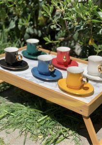 HOMENIVA Premium Collection 6 Kişilik Mat Kahve Fincan Takımı