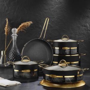 Brioni Selection 9 Pcs Granite Cookware Set Black SL151