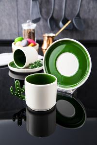 DORELİNE Kaktüs El Yapımı 110 Ml Türk Kahvesi, Espresso Fincanı Yeşil, Hediyelik 6