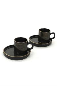 Keramika Siyah Dora Kahve Takımı 4 Parça 2 Kişilik