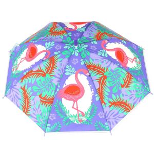 Düdüklü Çocuk Şemsiyesi Mor Flamingo Desenli
