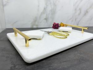Modest Concept Nişan Tepsisi Gold Slim Takım - Makas  ve Yükselticili-SADE BEYAZ