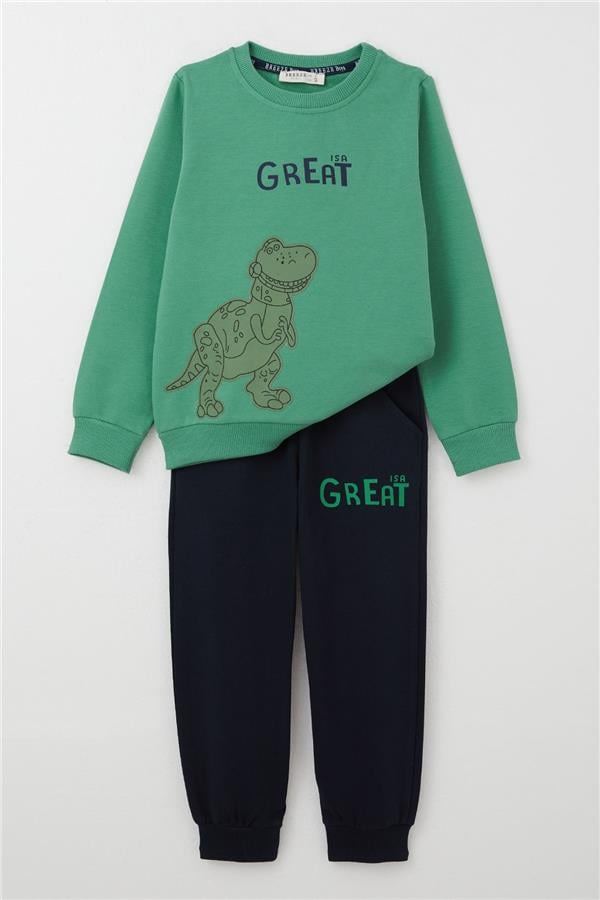 BRE Breeze Boys' Tracksuit Motivation Themed with Pockets 4-8 Years, Beige - London