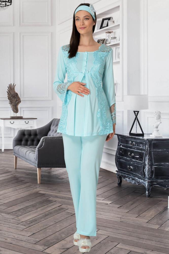 Mecit Turquoise Postpartum Pajamas Set 5015.