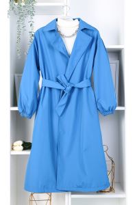MURAT Belted Trench Coat with Elastic Sleeve EndsBlue