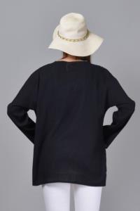 Tusse Şile Bez Kumaş Yaka Işlemeli Büyük Beden Siyah Bluz TS-S205
