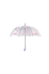 Mor Renk, Düdüklü Şeffaf Çocuk Şemsiyesi Uzun Saplı Unicorn Desenli