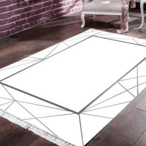 Pandora Digital Printed Dod Based Carpet Polygon White Gray