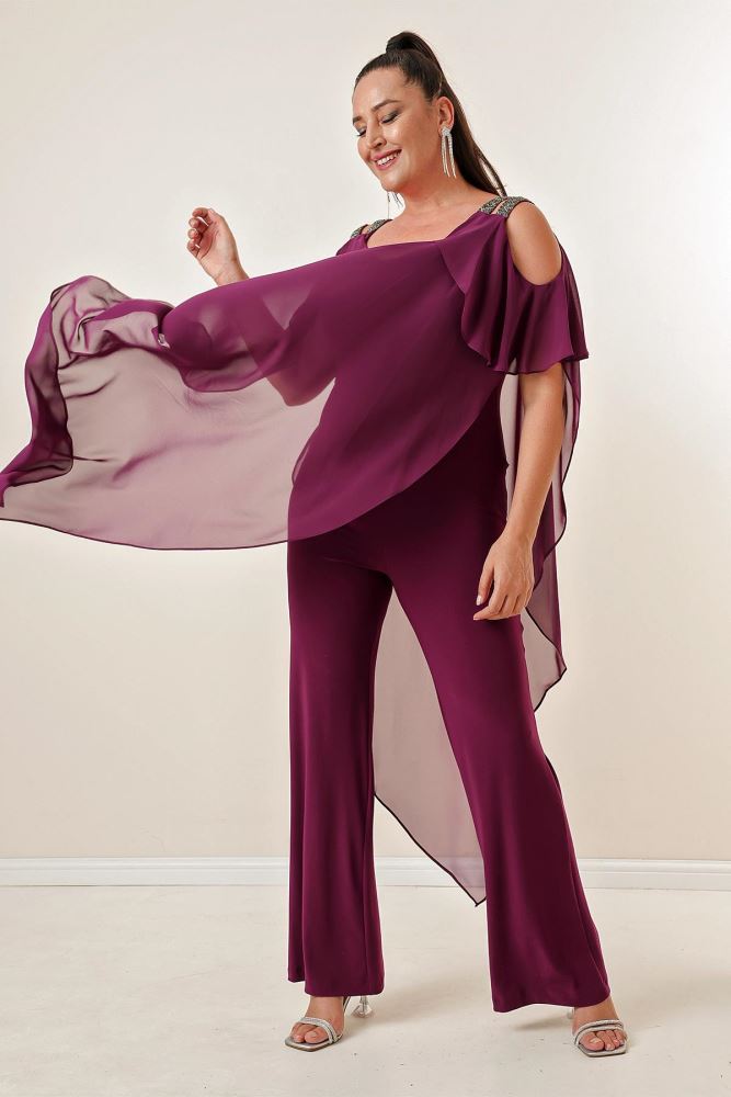 Plus size chiffon jumpsuit deals