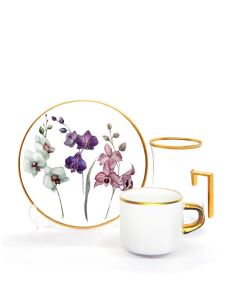 Damla Kulplu Asena Çay Kahve Seti 6+6 Orkide