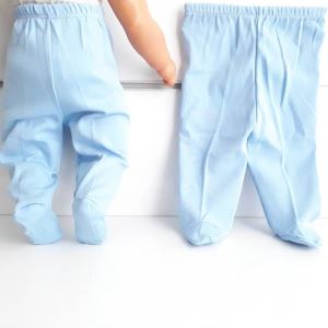 Patikli Mavi Tek Alt Bebek Penye Pantolon