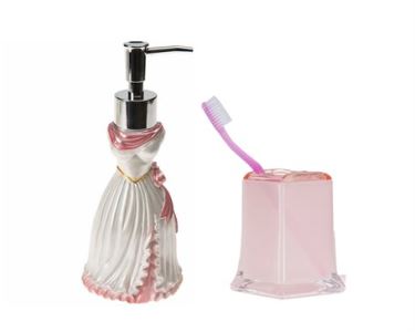 Sıvı Sabunluk Ve Diş Fırçalık 2 Li Banyo Seti,Lady Model