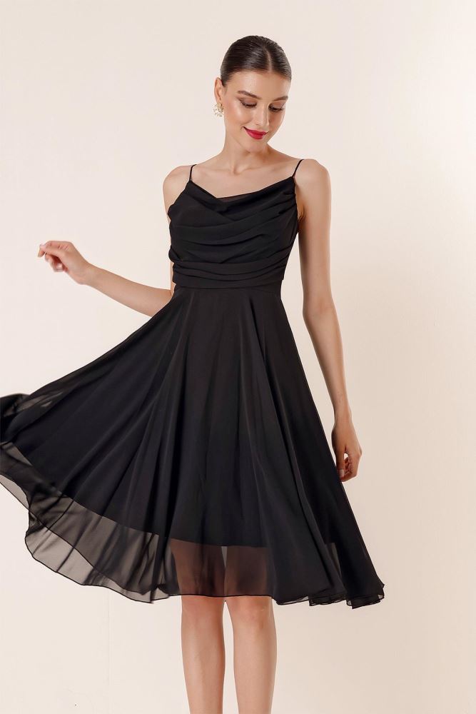 sachin and babi light blue dress Women's Black Chiffon Mini Dress