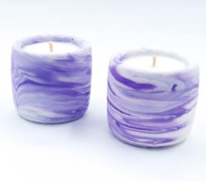 Kibi Concept Set of 2 Decorative Scented Concrete Candles  Lilac