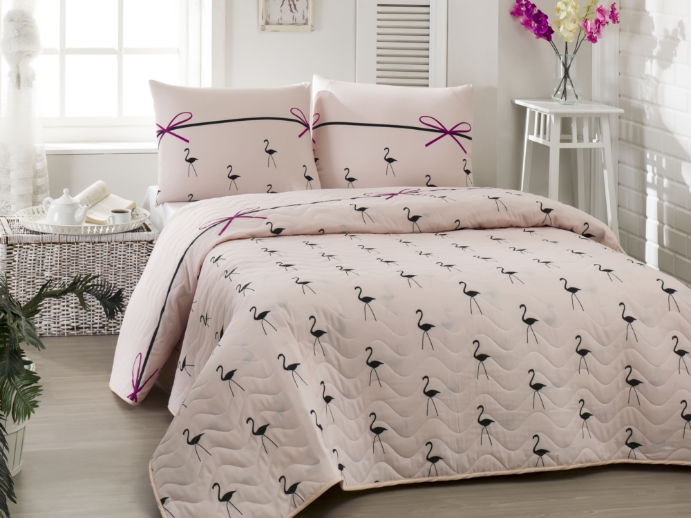 flamingo yatak örtüsü tek kişilik
