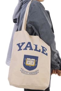 Kadın Bej Yale Baskılı Bez Shopper Çanta