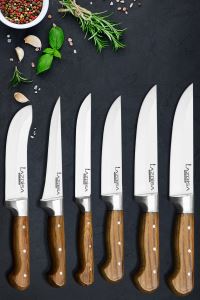 Lazbisa Çelik Mutfak Bıçak Seti 6 Parça Et Kemik Yüzme Sıyırma Kıyma Meyve Sebze Bıçağı (Y-S-0-1-2-3)