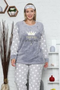 Akbeniz Welsoft Polar Kadın Büyük Beden Pijama Takımı 808017
