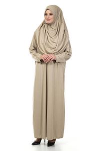 Tek Parça Namaz Elbisesi - Vizon- 5015  ve  Seccade  ve  Zikirmatik - Üçlü Takım
