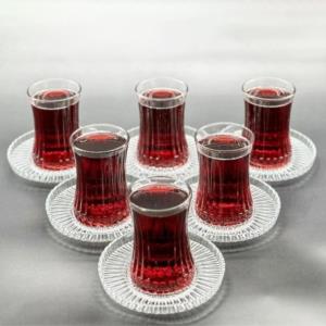 12 Piece Elysia Glass Tea Cup Set Set for 6 People Tea Plate