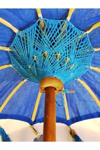 Prodiva Ahşap Ayaklı Dekoratif Bali Şemsiyesi - Mavi