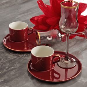 MatmazelHome Vella 2 Li Kahve Fincan Takımı - Kırmızı