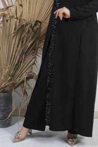 AbiyeSultan Siyah Tek Yırtmaçlı Elbise 31070-1