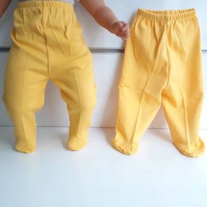 Patikli Sarı Tek Alt Bebek Penye Pantolon