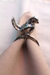 6 Adet Gümüş Kuş Figürlü Modern Metal Peçete Halkası