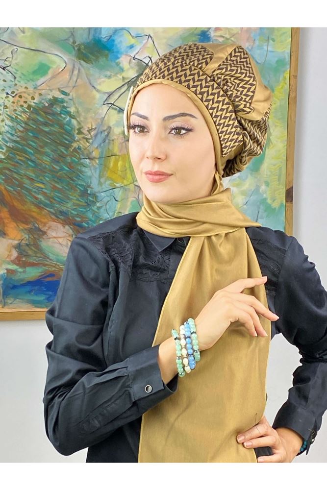 Drop Pattern Virgo Pattern Milky Brown Hijab