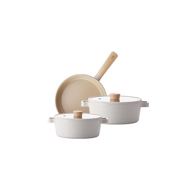 Neoflam Fika Beige Piece Cast Iron Pot Pan