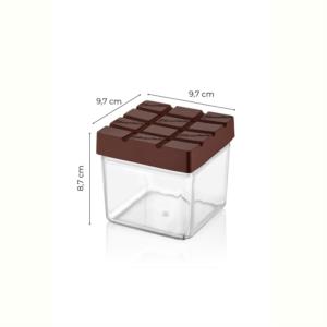 Vienev 4lü Akrilik Çikolata Bisküvi Model Kapaklı Çerezlik Saklama Kabı Kahverengi