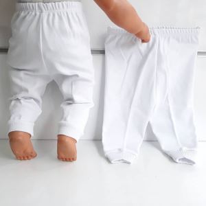 Sade Beyaz Tek Alt Bebek Penye Pantolon