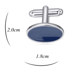 Gümüş Mavi Oval Kol Düğmesi