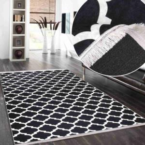 Seven Home Decorative NonSlip Woven Based Carpet 57 D 293 Black
