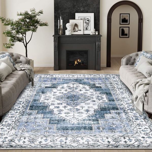 Gebied Tapijt Antislip Wasbaar Tapijt, Woonkamer Slaapkamer Tapijten indoor Tapijten Vloermat huisdecoratie, Rood retro patroon 80 cm x 120 cm