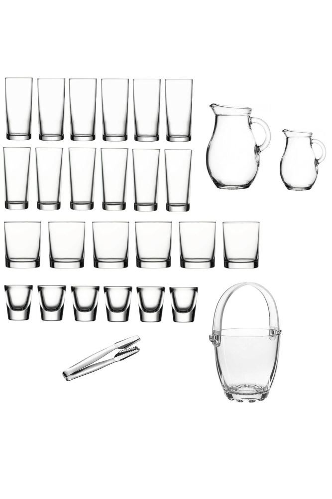 Ehlikeyf rakı - viski - shot bardağı buz kovası seti takımı 28 Parça ...