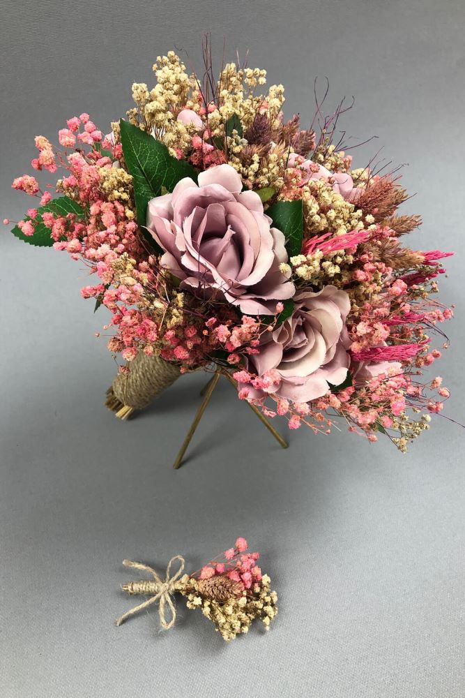 Wedding Bouquet and Boutonniere Set