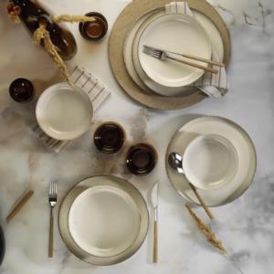 Kütahya Porselen Moderna 12 Piece Dinnerware Set for 4 People Cinnamon