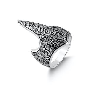 Erkek Kalem İşleme Model Gümüş Zihgir Baş Parmak Yüzüğü