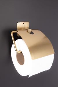 Vipgross Kapaklı Banyo Duvara Monte Tuvalet Kağıdı Tutacağı Gold