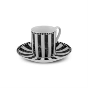 Karaca Checkered Striped Single Porcelain Coffee Cup 90 ml