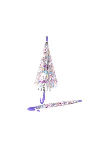 Mor Renk, Düdüklü Şeffaf Çocuk Şemsiyesi Uzun Saplı Unicorn Desenli
