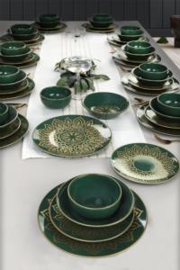 Keramika Jocobs Yeşil Topkapı Yemek Takımı 48 Parça 12 Kişilik