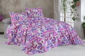 Evlen Home Double 100% Cotton Patterned Larissa Purple Bed Sheet Set